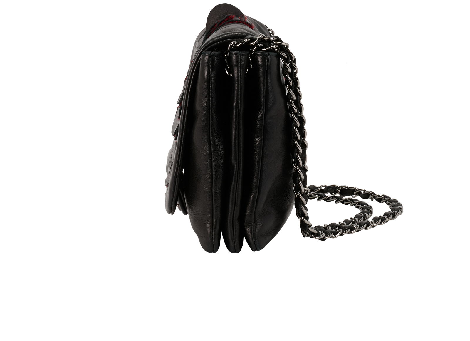 Camellia Flap, &pound;3,100, Handbags, Black, Lambskin Leather, Bottom view